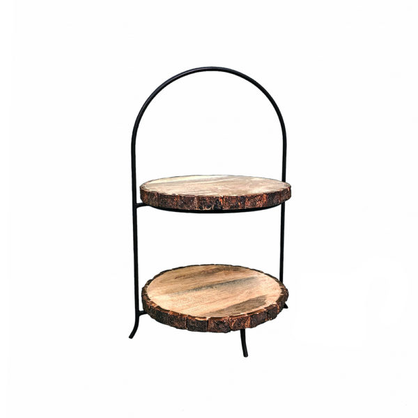 0040006 - 2-Tier Pine and Metal Display Stand