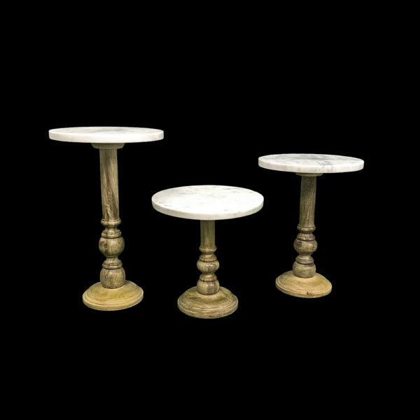 0040009.0 - Wooden Display Stands w/ White Marble Tops - S/3
