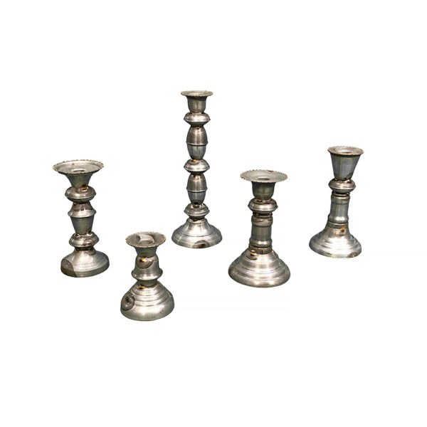 0040016.0 - Zinc Candle Holders w/ Brass Detail - S/5