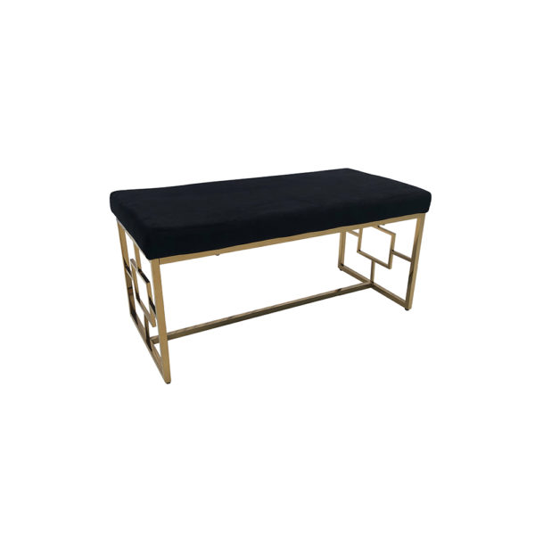 0100004 - Black/Gold Velveteen Bench