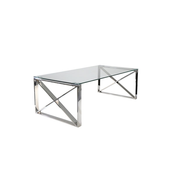 0100006 - Silver Metal/Glass Cocktail Table