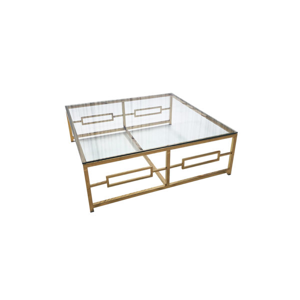 0100007 - Stainless Steel/Gold Glass Cocktail Table