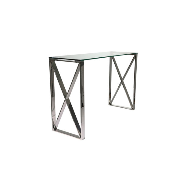 0100010 - Silver Metal/Glass Console Table
