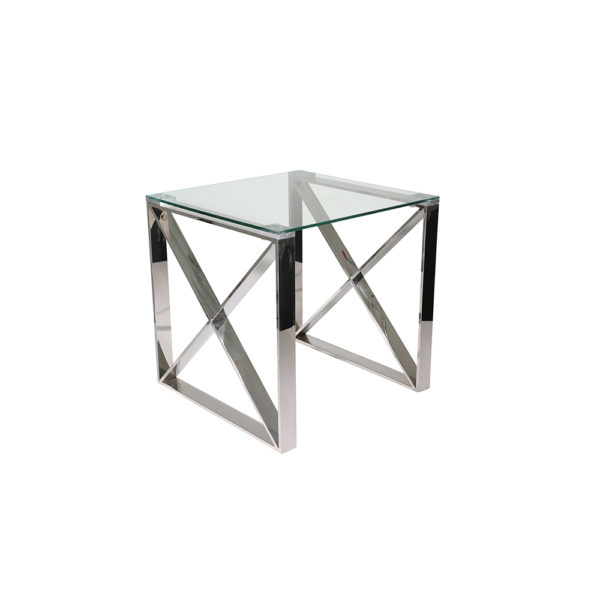 0100011 - Silver Metal/Glass Accent Table