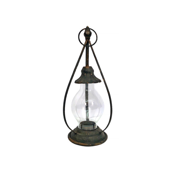 0290026 - Distressed Black Iron Teardrop Lantern