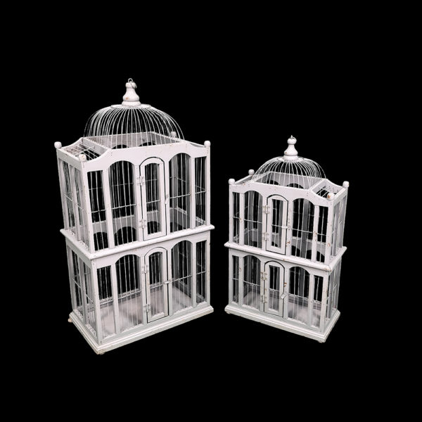 9990051.0 - Antique Victorian Wood/Wire Powder Blue Birdcage - S/2