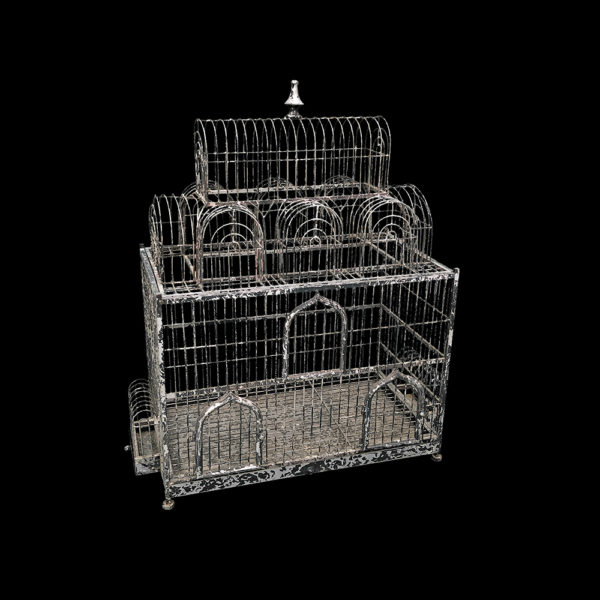 9990056 - Vintage Black Iron Domed Birdcage