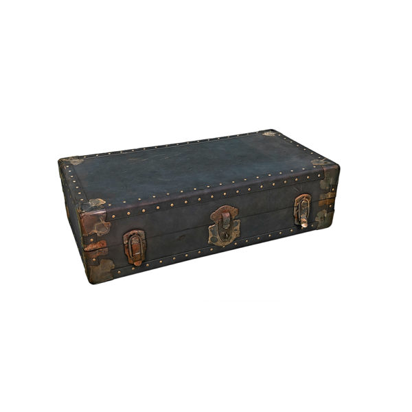 9990069 - Navy Blue Leather and Metal Fossil Display Trunk