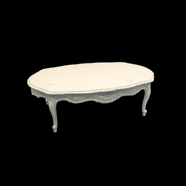 9990128 - Antique White Oval Coffee Table