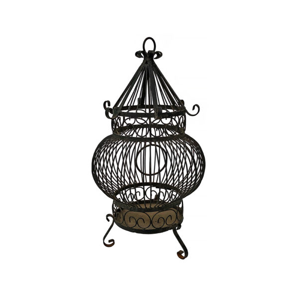 9990239 - Vintage Black Iron Domed Birdcage