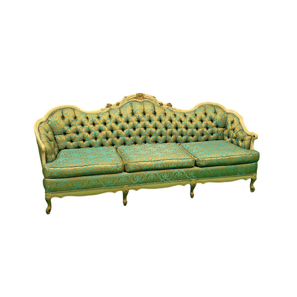 9990247 - French Provincial Sofa Turquoise and Gold