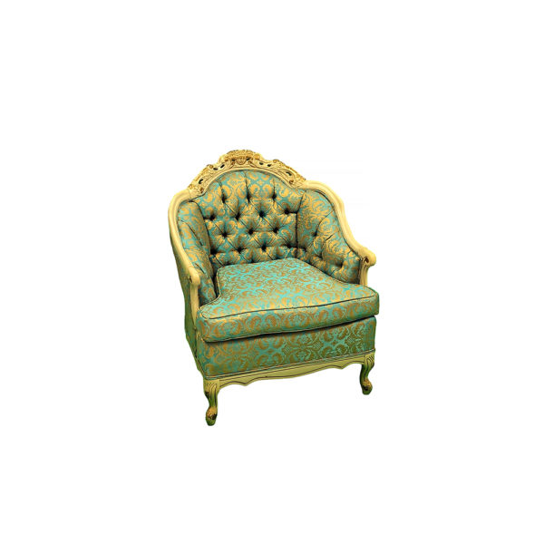 9990248 - French Provincial Chair Turquoise and Gold
