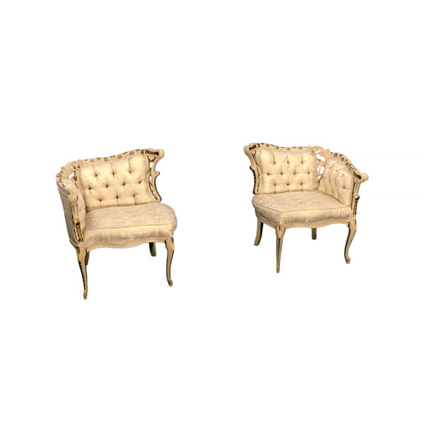 9990249 - French Provincial Creme Corner Chair (Pair)