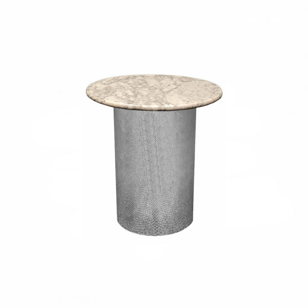9990250 - Round Chrome and Marble End Table
