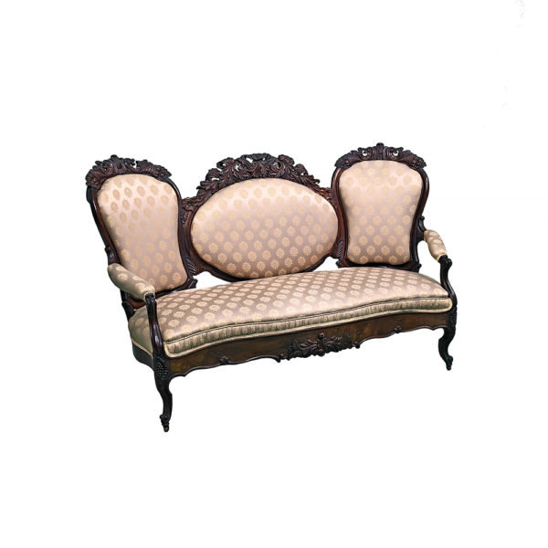 9990145 - Small Antique Mahogany/Beige Sofa