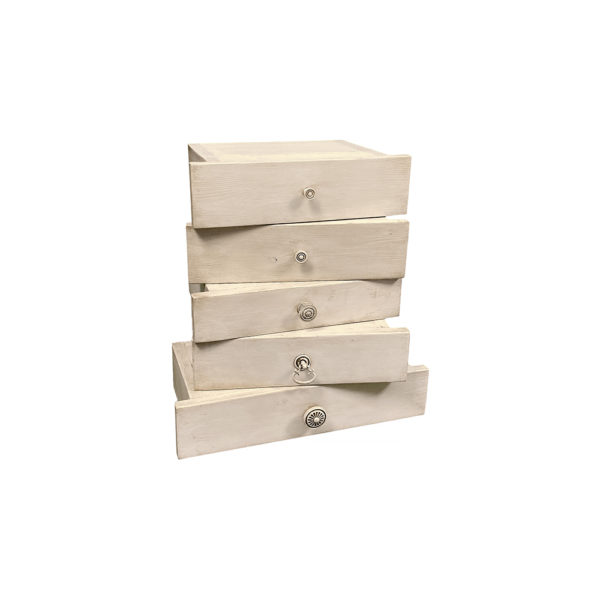 9990183 - Vintage White Wood Drawers