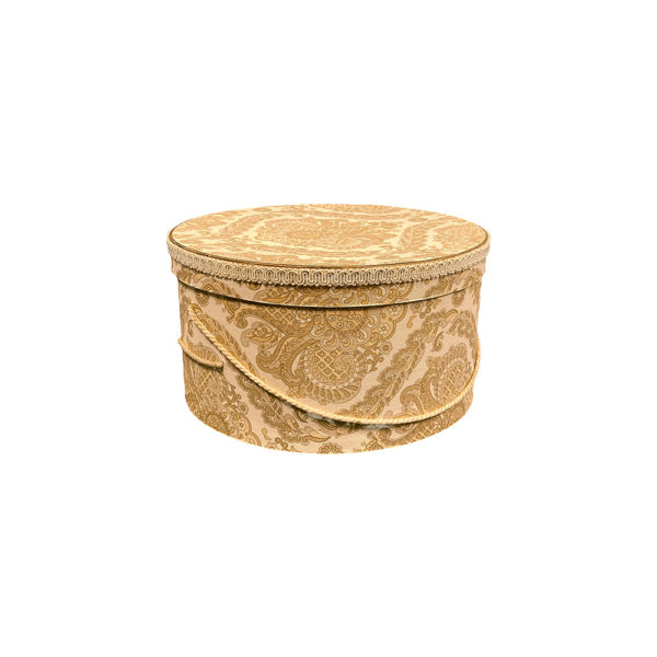 9990236 - Vintange Ornate Tan Hat Box