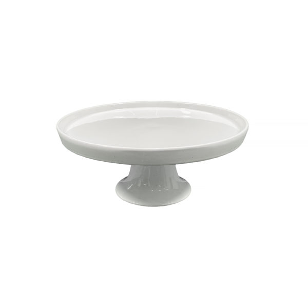 9990307 - White Glass Cake Stand w/ Lip