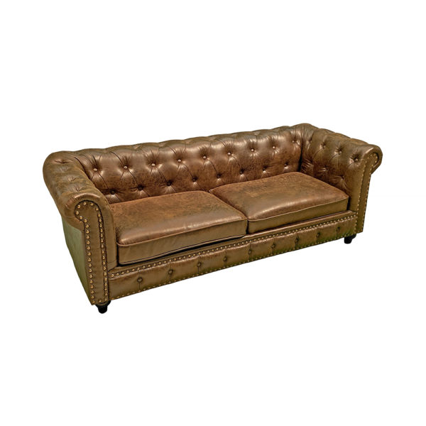 9990327 - Tufted Chesterfield Brown Leather Sofa