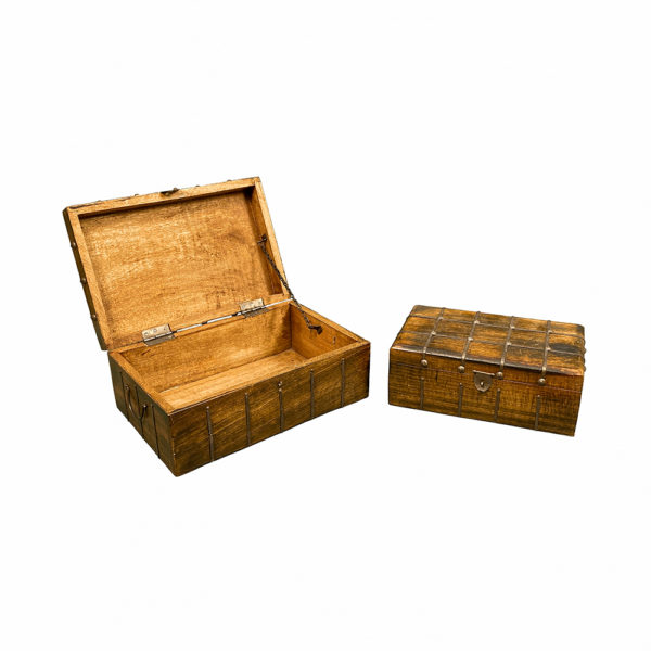 9990329.0 - Wooden Chest w/ Metal Straps - S/2