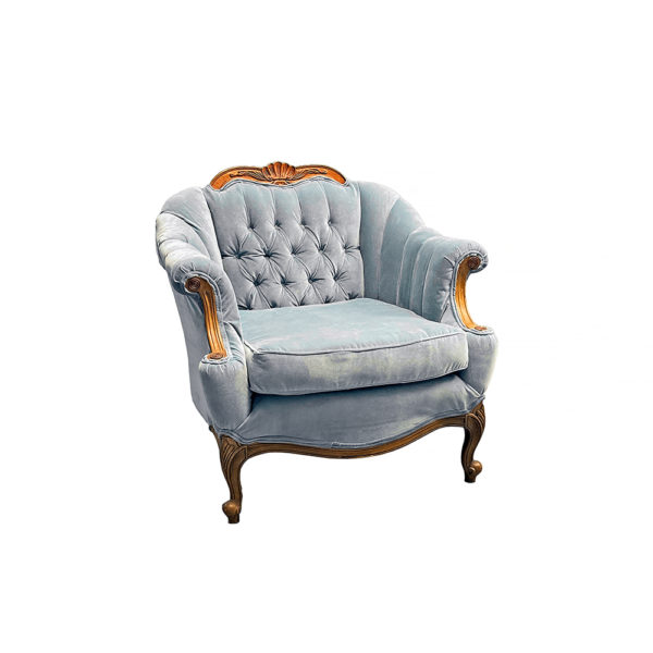 9990353 - 1930s Blue Velvet Art Deco Chair