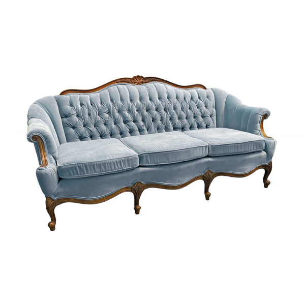 9990354 - 1930s Blue Velvet Art Deco Sofa